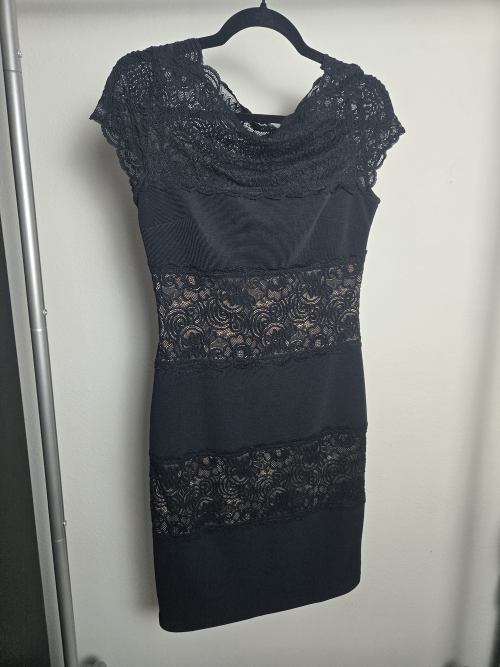 Joseph Ribkoff Black Lace-Panel Maxi Dress